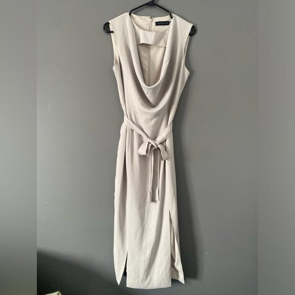 Sleek & Stylish Lavish Alice Dress Cowl Neck Cutout Detail Double Slit US8 Chic - Picture 3 of 11